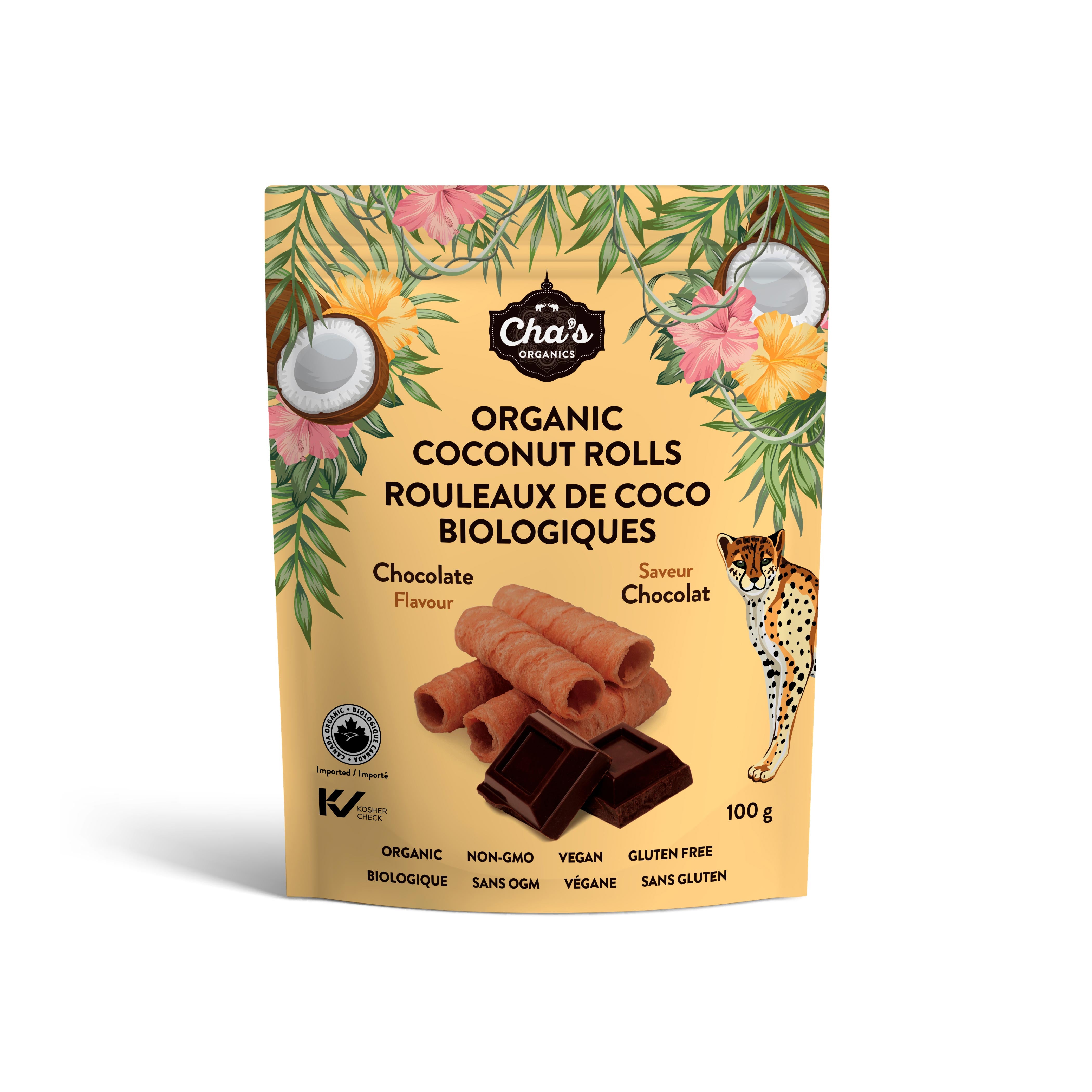 Rouleaux de coco saveur chocolat – Cha's Organics